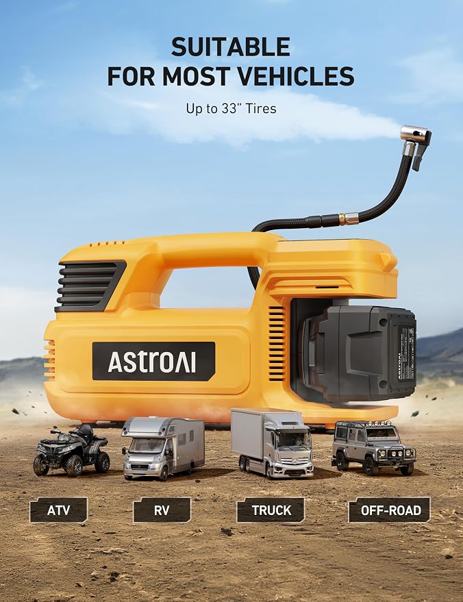 TC4 Portable Air Compressor Tire Inflator, 470W 18V Cordless Air Pump for Truck Tires with 4000mAh Battery, 150PSI Heavy Duty Air Compressor with Digital Display for Car, RVs, SUV
