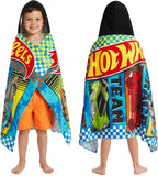 Hot Wheels Cars Bath Towels with Hood for Boys, Ages 2-6, One Size Soft and Absorbent Hooded Cotton Beach Towel Wrap, Swimming Pool Poncho, Gifts for Boys (Multi Hot Wheels)