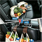 CHOSMOYI Leather Car Headrest Hooks for Purses & Bags, 2 Pack Heavy Duty Seat Back Organizer, Double Car Hooks for Groceries & Handbags, Universal Interior Accessories (Brown)