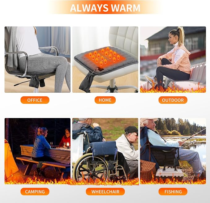 Seat Cushion,Office Chair Cushions Butt Pillow for Long Sitting,Non-Slip Sciatica & Back Coccyx Cushion for Tailbone Pain Relief Heated Chair Pad,Seat Warmer for Home Seat Cushion-Dark Grey
