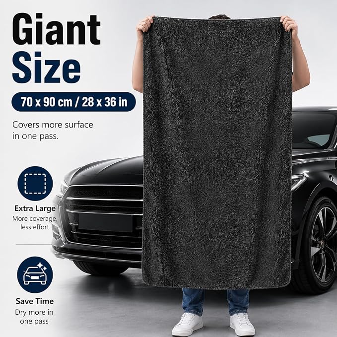 Twisted Loop Car Drying Towel, 28 x 36 in Extra Large Microfiber Auto Detailing Towel, Ultra Absorbent Lint-Free Scratch-Free Car Wash Towel for Paint, Glass, Mirrors & Trim