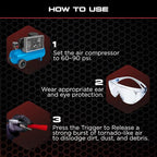 Z-007 Mini | Compact High-Pressure Car Cleaning Tool | Ergonomic Design Speeds Up Interior Detailing | Works with Air Compressor | Powerful & Portable