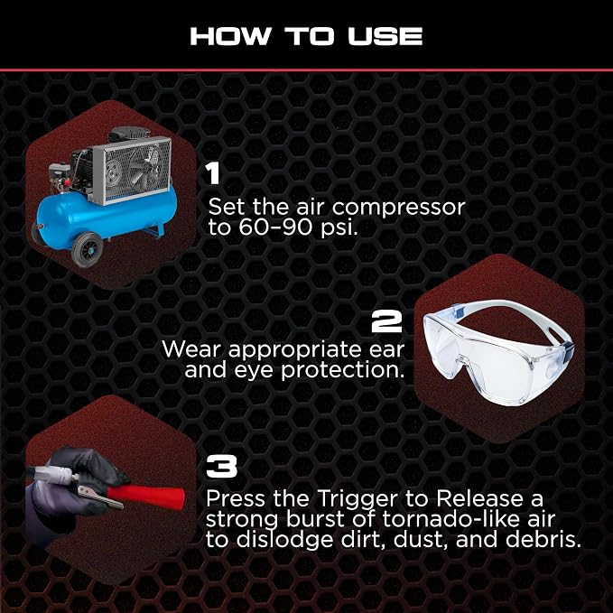 Z-007 Mini | Compact High-Pressure Car Cleaning Tool | Ergonomic Design Speeds Up Interior Detailing | Works with Air Compressor | Powerful & Portable