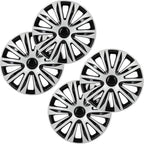 SCITOO Car Wheel Rim Skin 4 Pack 15 inch Cover Hubcap Wheel Cover Replacement R15 Hub Caps -Set of 4（15-inch，Gloss Black & Silver）