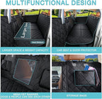Back Seat Extender for Dogs + 2 Dog Seat Belts, Waterproof Heavy Duty Hard Bottom Car Seat Cover for Dogs with Door Protector Cover & Mesh Window | Dog Hammock for Car Pet Seat Protector for Car/Suv