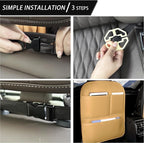 Kick Mat Back Seat Protector， Waterproof Leather Car Seat Back Organizers Cover with 3 Storage Pockets for Kids Pets SUV Sedan Minivan Truck Car Travel Accessories (Cayenne Yellow 2-pack)