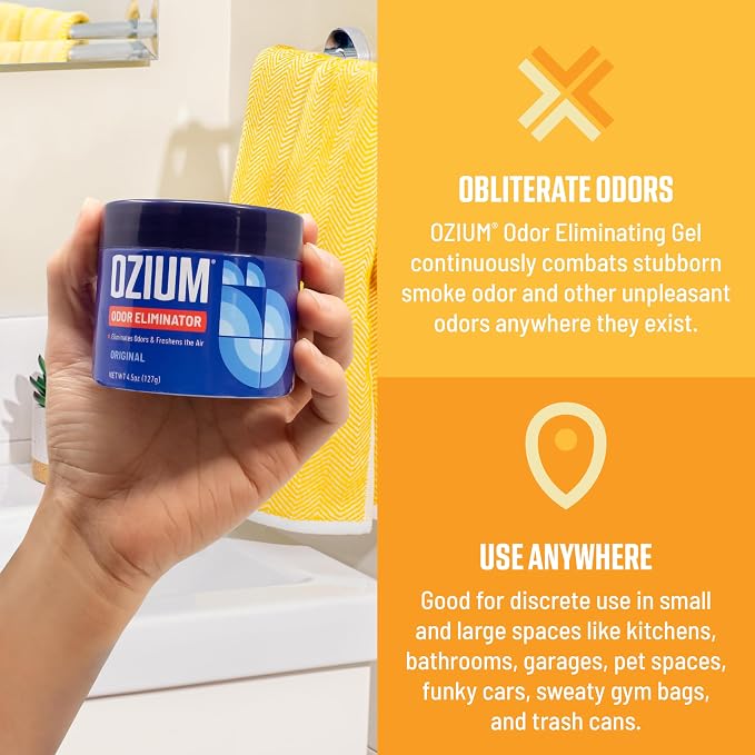 Odor Eliminating Gel - 4.5oz Air Freshener Alternative for Smoke, Pets, and Musty Odors - Long Lasting Odor Remover for Cars, Homes, Closets and Small Spaces - Citrus