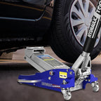 Floor Jack 1.5 Ton Hydraulic Low Profile Aluminum and Steel Car Jack, Lightweight Service Jack with Quick Lift Dual Pump, 3,000 lb Capacity, Lift Range 3.3"-18.5",Blue