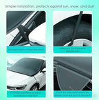 Front Windshield Snow Cover with Side Window Protection for Car and SUV, Winter Frost Ice Guard, Windproof Car Windshield Protector (Oxford Cloth Black)