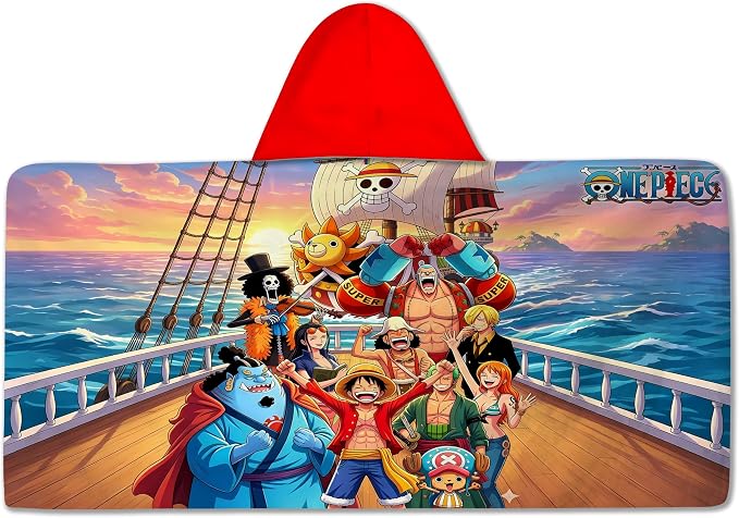 One Piece Printed Soft Cotton Terry Hooded Towel Wrap, Lightweight Absorbent Hooded Towel for Bath Pool Beach Outdoor