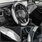 Car Steering Wheel Cover for Prius Civic Model 3 Model Y Camaro, Small Size 14-14.25 inch, Auto Interior Accessories, Black with Sliver Carbon Fiber Pattern