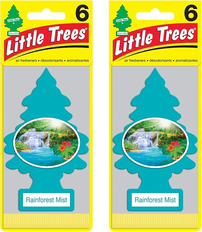 Cardboard Hanging Car, Home & Office Air Freshener, Rainforest Mist (Pack of 12)