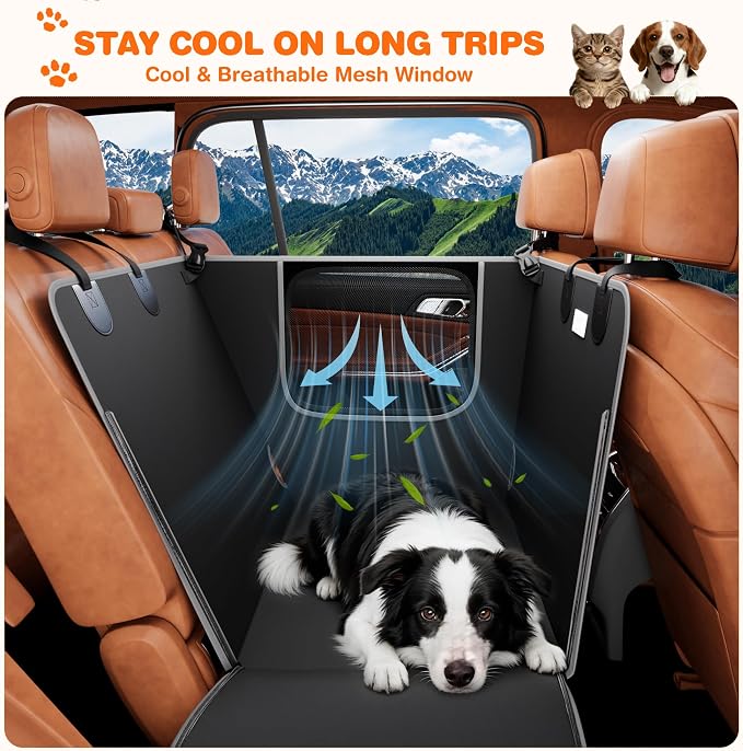 Half Dog Car Seat Cover for Back Seat - Waterproof Dog Half Hammock for Cars with Mesh Window,Scratchproof Pet Backseat Protector,Perdurable,Non-Slip Booster Seat for Small,Medium and Large Dogs