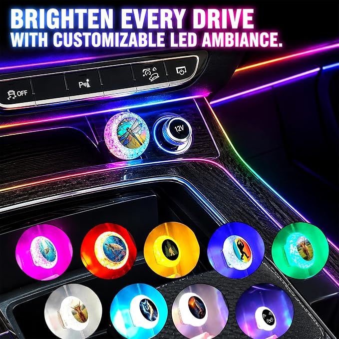 2 Pcs Wolf USB LED Car Interior Atmosphere Lamp, Portable Multi-Color Mini LED Night Light Auto Ambient Lighting, Universal Vehicle Interior Bedroom Decor Car Accessories Wolf Gifts for Women Men