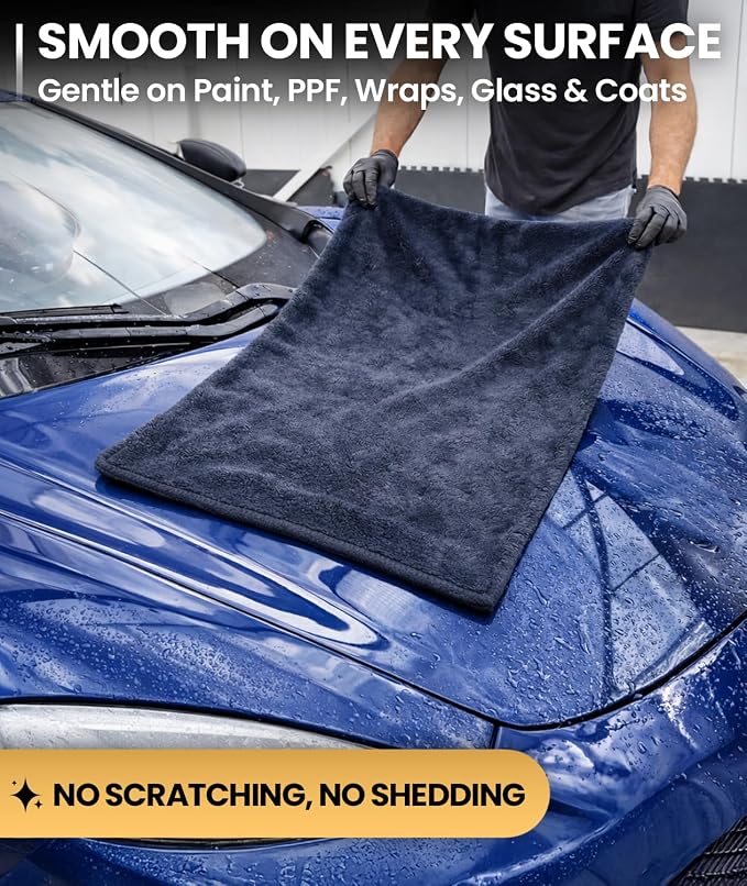Car Drying Towel - (1300 GSM) XL Drying Towels Car Detailing - Car Microfiber Towel (36"x24") Microfiber Drying Towels for Cars Towels Drying, Car Wash Towels, Ultra Absorbent - Grey & Green