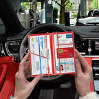 Car Registration and Insurance Card Holder, Vehicle License Document Glove Box Compartment Organizer, Interior Car Accessories for Women Men (Glitter Red)