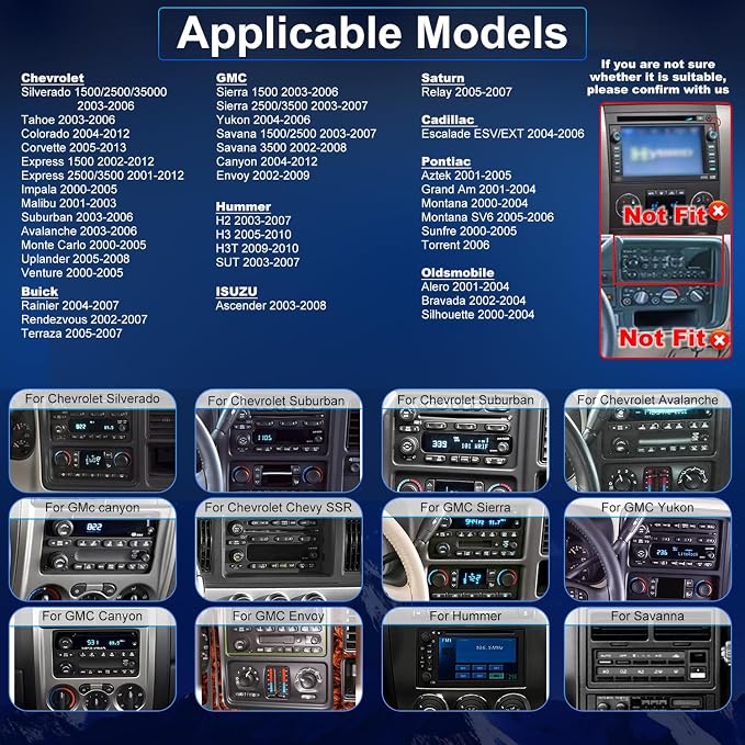 64G Upgrade Car Radio for Chevrolet Silverado 1500/2500/3500 2003-2006, GMC Sierra 1500/2500/3500 2003-2006, 7in Colorado Express Impala Stereo Touch Screen CarPlay Android Auto GPS FM Camera 5GWifi