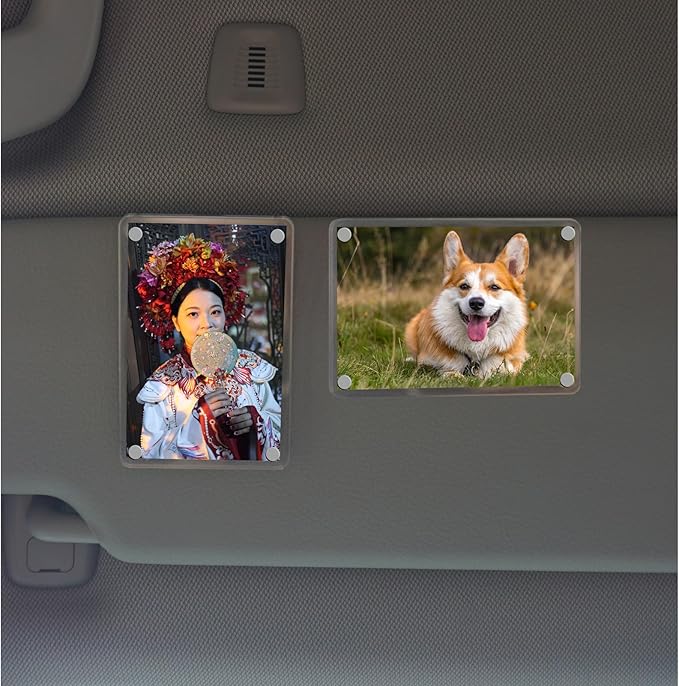 2Pcs Car Picture Holder, Suitable for car Visor, Universal for Any Vehicle Model, Show Personal or Family Photos, Great Gift for Drivers, Car Accessories, Polaroid Photo Frame, 3.5"X2.4"