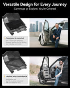 3W Floor Mats (with Metal Pedals) & Carpets for Ford F-150 2015-2026 & F150 Lightning 2022-2025 SuperCrew (w/o Fold Flat Storage), TPE All Weather Front & Rear 3PCS | Heavy Duty, Easy Clean - Black