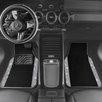 Bling Diamond Leather Steering Wheel Cover 14.5in-15in Floor Mats Shining Rhinestone Carpet Sparkly Glitter Crystal Anti-Slip Pad Fit Automotive SUV Pickup Truck Girl Women, 5pcs Black Sliver
