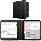 CoBak Car Registration and Insurance Holder - Small and Lightweight Vehicle Glove Box Car Organizer, Auto Truck Comparment Accessories Case for Essential Document, Driver License (Croco Black)