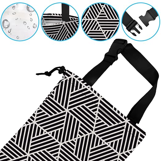 Car Trash Bag Hexagonal Geometric Car Garbage Bag Hanging Car Trash Can for Back Seat with Drawstring, Waterproof Garbage Bags for Car Accessories Vehicle Travelling Camping Outdoor