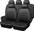 Universal Reflect Piping Leather Car Seat Cover, Fit for suvs,Van,Trucks,Airbag Compatible,Inside Zipper Design and Reserved Opening Holes (Full Set, Black and Grey)