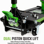 Heavy Duty 3-Ton (6600 lbs) Low Profile Steel Racing & Off-Road Hydraulic Car Floor Jack with Dual Piston Quick Lift Pump, Foot Pedal, Extension Adapter for Cars, SUVs & Trucks Repair