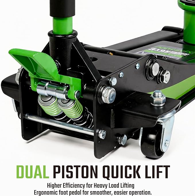 Heavy Duty 3-Ton (6600 lbs) Low Profile Steel Racing & Off-Road Hydraulic Car Floor Jack with Dual Piston Quick Lift Pump, Foot Pedal, Extension Adapter for Cars, SUVs & Trucks Repair