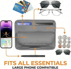 Car Visor Organizer – Sun Visor Storage Pouch Holder for Vehicle Truck SUV, PU Leather Auto Interior Accessories for Registration Document, Gas Card & Sunglasses, Universal Fit (Gray)