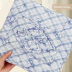 Floral Fabric Storage Basket Car Interior Storage Basket Underwear Sundries Laundry Baskets Supplies Home Organizer Bag (blue bow)