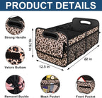 Trunk Organizer and Storage with Reinforced Handles,Car Accessories for Women/Men 50L Waterproof Polyester Trunk Organzier for Car/SUV/Minivan/Truck(Medium,Leopard print)
