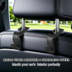 Headrest Hooks for Car, 2 Pack Back Seat Purse Hook Leather Hanger Holder Hook for Hanging Purses and Bags and Coats Black
