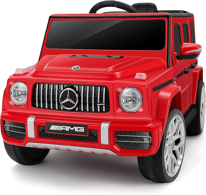 Licensed Mercedes-Benz AMG G63 Ride on Toys,Drivable Car for Toddler,Kids' Electric Vehicles,Dual Mode of Flashing Light/LED Light,Low Battery Prompt,Bluetooth,Music& Horn,Soft Start,Red
