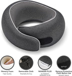 Travel Pillow, 100% Pure Memory Foam Travel Neck Pillow Airplane Neck Support Ergonomic Design Best for Sleeping Plane Car Train Office Flight for Adults Sky Blue