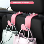 Car Seat Headrest Hook 4 Pack Hanger Storage Organizer Universal for Handbag Purse Coat Universal fit Vehicle Car Pink with Clip