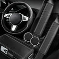 6 PCS Car Steering Wheel Cover Set, Microfiber Leather Steering Wheel Covers Universal 14.5-15 inch, Center Console Cover, Seat Belt Cushion, Cup Holder Coaster, Car Accessories Set White