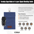 Faraday Bag for Car Keys, 4-Layer Key Fob Signal Blocker Pouch (Blue) | 2026 upgraded RFID guard shielding case for keyless entry anti-theft. Durable Oxford fabric with secure hook for all fobs