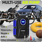 Tire Inflator Portable Air Compressor, Air Pump for Car Tires and Bikes, Car Tire Pump w/Auto Shut Off, 150 PSI, 12V DC, LED Light, Carrying Case, Perfect For Men, Women