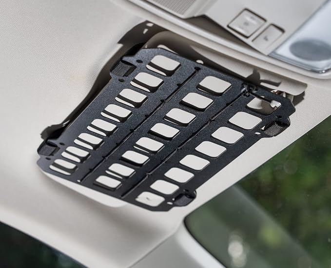 Car Sun Visor Organizer Vehicle Rigid MOLLE Panel Tactical Gear Rack EDC Pouch Tool Holster Bag Holder Visor Cover Truck Equipment Mount Plate Modular Storage Shelf Auto Accessories