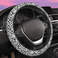 Black and White Leopard Print Steering Wheel Cover for Women Men Neoprene Breathable Wheel Cover Protector Anti-Slip Car Accessories Universal 15 Inch Fit for Cars Trucks Vehicles