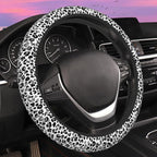 Black and White Leopard Print Steering Wheel Cover for Women Men Neoprene Breathable Wheel Cover Protector Anti-Slip Car Accessories Universal 15 Inch Fit for Cars Trucks Vehicles