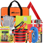 Car Emergency Kit with Jumper Cable, First Aid Kit Safety Assistance Tools for Travel Camping Outdoor Cars Truck SUV RV, Roadside Essentials with Flash Light