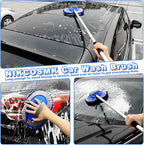62'' Car Wash Brush Kit - Mitt, Mop, Sponge & Long Handle, Scratch-Free Chenille Replacement Head, Wheel Tire Brush, Car Detailing Kit for Cars, RV, Truck