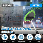 Car Windshield Cleaning Tool, Car Windshield Window Cleaner, Auto Window Glass Cleaning Kit with Extendable Handle & Reusable Microfiber Pad & Spray Bottle, Universal Car Accessories (Green)