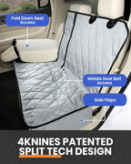 Dog Seat Cover for Back Seat, Heavy Duty Waterproof Rear Seat Protector for Small Trucks, SUV, Cars - Fits 60/40 Split Bench with Middle Seat Belt, Non-Slip Dog Backseat Cover (Regular, Black)