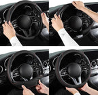 Car Steering Wheel Cover, Microfiber Leather Steering Wheel Cover Universal Fit 14.5-15 inch Anti-Slip Comfortable Breathable Car Wheel Protector for Men Women,Black