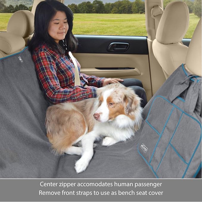 Heather Hammock - Full Seat Dog Hammock for Secure Pet Travel - Waterproof & Stain Resistant Cover - Backseat Divider - Dog Car Seat Protector - Heather Gray