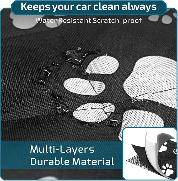 SUV Cargo Liner for Dogs with Side Flaps, Large (54" x 93") Water Resistant Trunk Cover, Non-Slip Pet Area Protector with Bumper Flap, Universal Fit for SUVs Sedans Vans, Paw Print