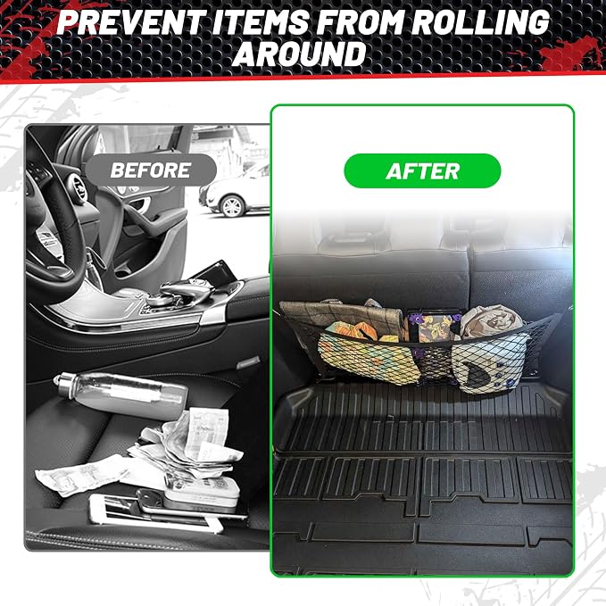 2 Pcs Universal Cargo Net Pocket Elastic Mesh Netting Car Mesh Pouch for Trunk RV Boats Home Cargo Storage Mesh with Screws and Hooks (25.6'' x 9.8'')